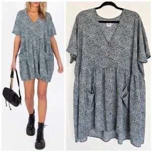 Princess Polly Green & White Floral Button-Up Dress